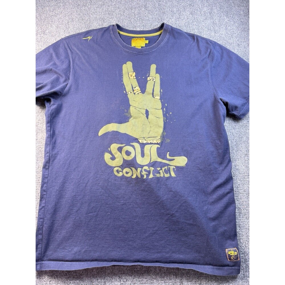 Azure Soul Conflict T Shirt Mens 2XL Blue Graphic Tee Y2K Skate Streetwear